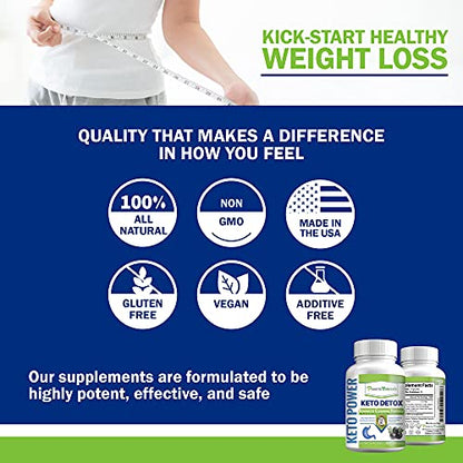 Power By Naturals Keto Colon Cleanser & Detox - Rapid Weight Loss Pills, Gut Health