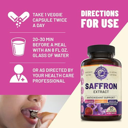 100% Pure Saffron Extract - Metabolism Booster & Natural Appetite Suppressant