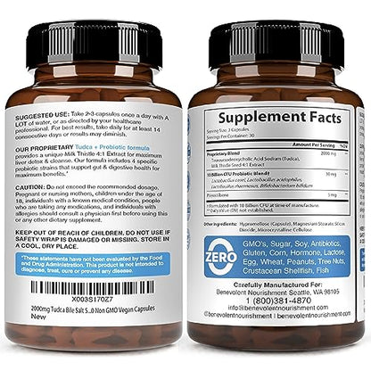 2000mg TUDCA Bile Salts Supplement Complex | Supports Liver Detox & Cleanse, Gallbladder
