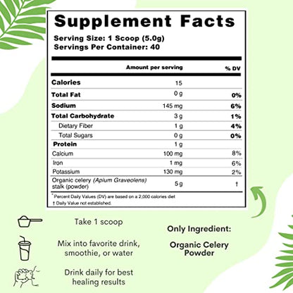 Organic Celery Juice Powder (40 Servings) Supports Gut Health, Detox Juice Cleanse