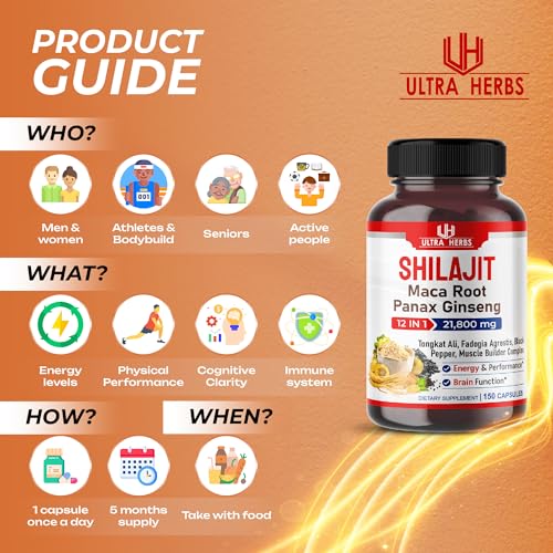 Shilajit Pure Himalayan 21,800mg - Energy Booster 85% Fulvic Acid, Maca Root