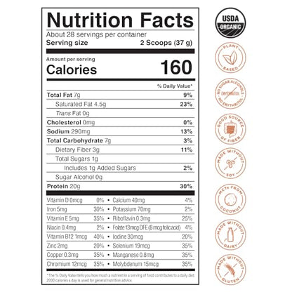 KOS Organic Vegan Protein Powder with 50mg Caffeine, Salted Caramel Coffee