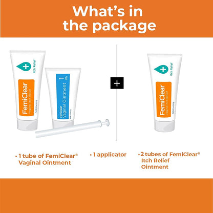 FemiClear 1-Day Yeast Infection Treatment & Vaginal Itch Relief Ointment - Fast Relief Bundle (Pack of 2)