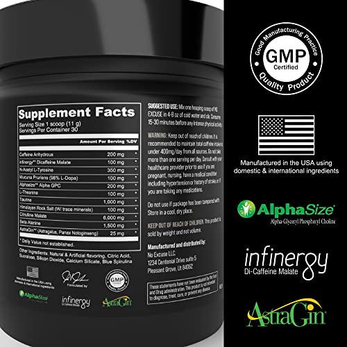 No Excuse Pre Workout Powder l Pre-Workout Supplements l Best Pre Workout
