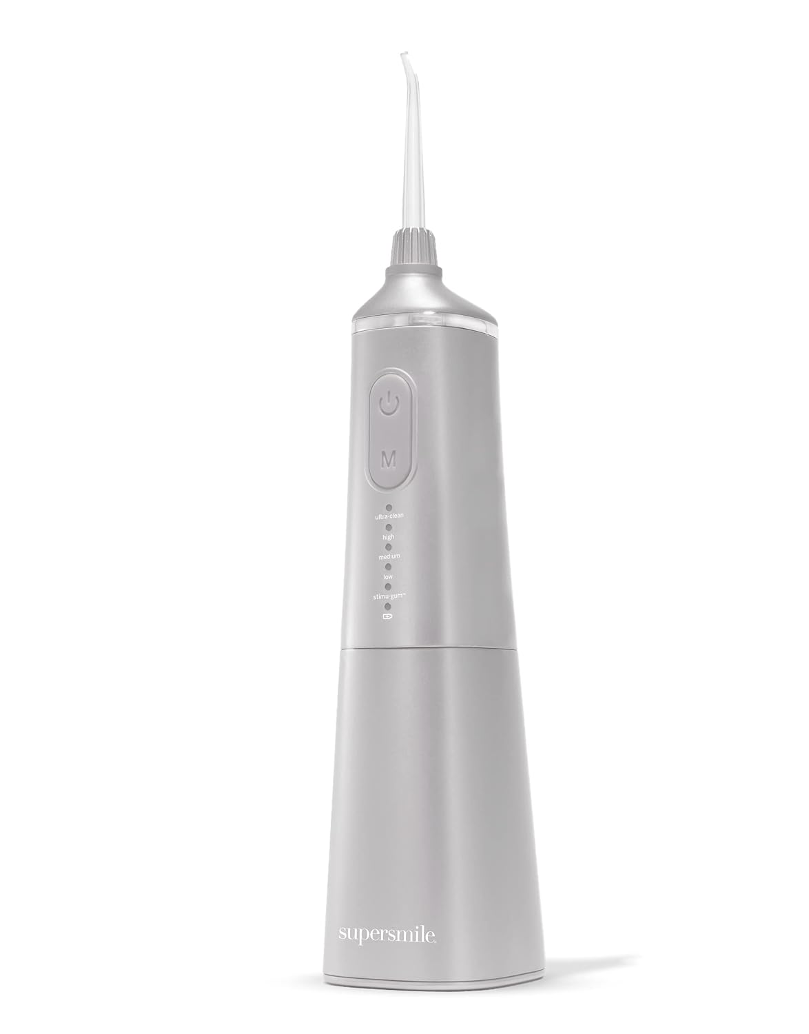 Supersmile Professional Zina Water Flosser, Silver, Rechargeable Cordless Water Flosser, 5 Cleaning Modes, Waterproof, Travel Friendly, Safe for Veneers & Braces