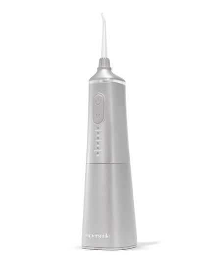 Supersmile Professional Zina Water Flosser, Silver, Rechargeable Cordless Water Flosser, 5 Cleaning Modes, Waterproof, Travel Friendly, Safe for Veneers & Braces