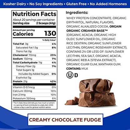 Orgain Whey Protein Powder, Creamy Chocolate Fudge - 21g Grass Fed Dairy Protein