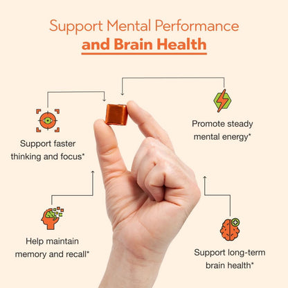 Sharp Brain – Soft Chews for Memory & Focus – Daily Cognitive Support to Help You Stay Sharp – Lion’s Mane Mushroom, Cognizin® Citicoline & B Vitamins – Caffeine-Free, 60 Chews