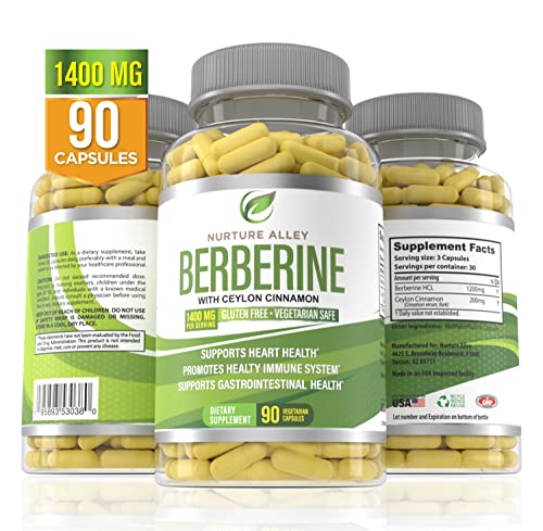 Nurture Alley Berberine Complex - Berberine HCL 1200mg Plus Organic Ceylon Cinnamon