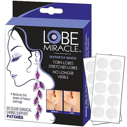 Lobe Miracle- Clear Earring Support Patches - Earring Backs For Droopy Ears - Ear Care 