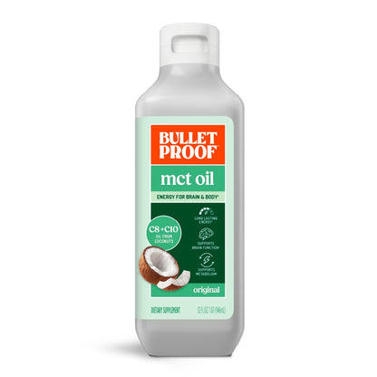 Bulletproof C8 & C10 MCT Oil, 100% Pure Coconut Oil, Triple-Distilled for Sustained Keto Energy, Unflavored, No Additives or Fillers, Non-GMO, 16 oz