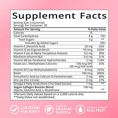 Sugarbear Women's MultiVitamin Gummies, Vegan Collagen Booster Blend with Glutathione