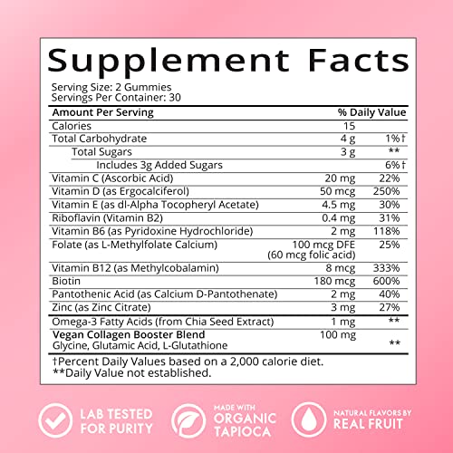 Sugarbear Women's MultiVitamin Gummies, Vegan Collagen Booster Blend with Glutathion