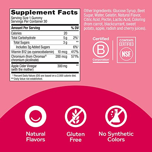 OLLY Metabolism Gummy Rings, Apple Cider Vinegar, Vitamin B12, Chromium, Energy and Digestive Health