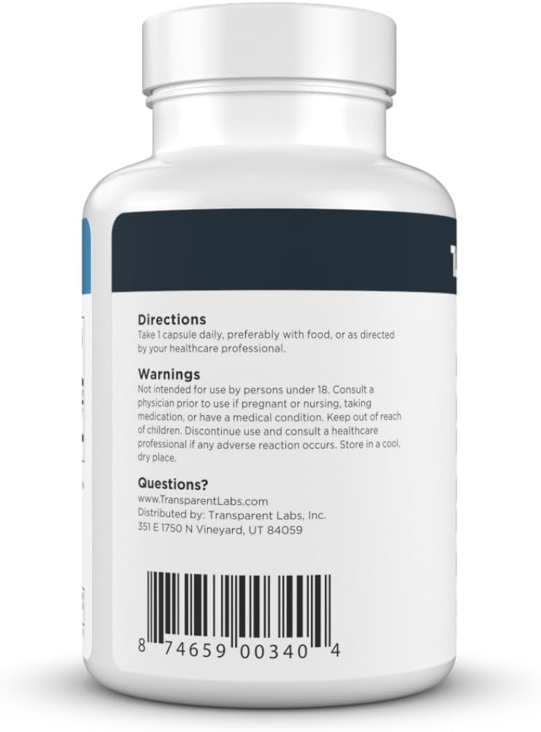 Transparent Labs NMN Supplement for NAD+ Levels - NAD Supplement with 600 mg Nicotinamide Mononucleotide to Support Healthy Aging, Cellular Energy Production, & Metabolic Balance - 30 Count