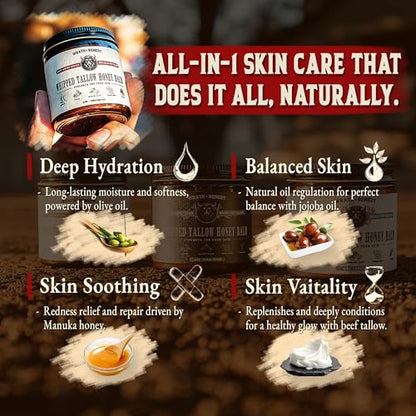 Wrath & Remedy Bundle of Wagyu Beef Tallow (14 OZ) & Unscented Whipped Tallow Honey Balm (4 OZ)