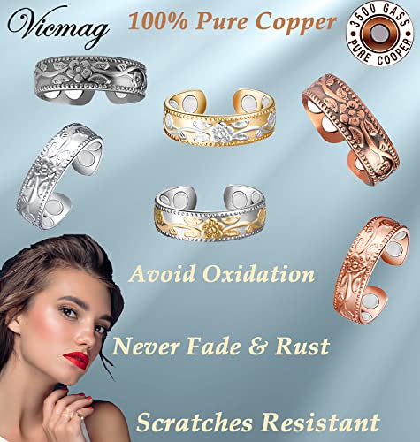 Vicmag Copper Magnetic Ring for Women, Lymphatic Drainage Ring Ladies Fingers Thumb