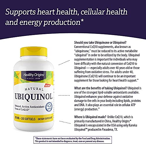 Healthy Origins Ubiquinol (Active Form of CoQ10), 200 mg - Activated Form of CoQ10
