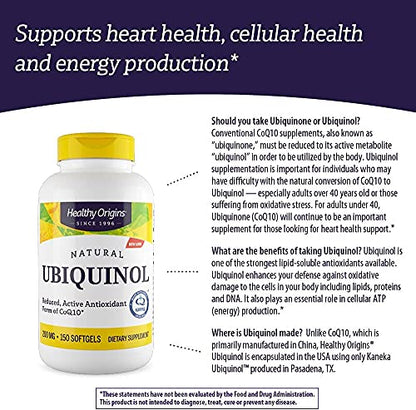 Healthy Origins Ubiquinol (Active Form of CoQ10), 200 mg - Activated Form of CoQ10