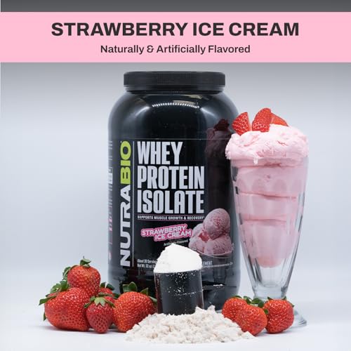 NutraBio Whey Protein Isolate Supplement – 25g of Protein Per Scoop with Complete