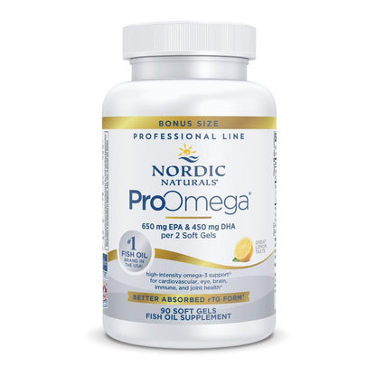Nordic Naturals ProOmega, 1280 mg Omega-3, High Potency, Lemon, 90 Count | High Potency Fish Oil with EPA & DHA - Promotes Brain, Eye, Heart, & Immune Health - Non-GMO -90 servings