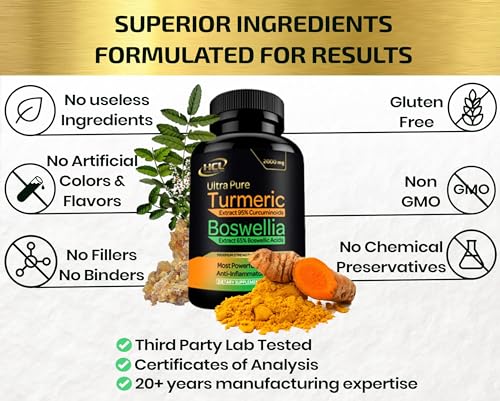 HCL HERBAL CODE LABS Turmeric Boswellia Extract Supplement 2000 mg – Strong Natural