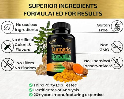 HCL HERBAL CODE LABS Turmeric Boswellia Extract Supplement 2000 mg – Strong Natural