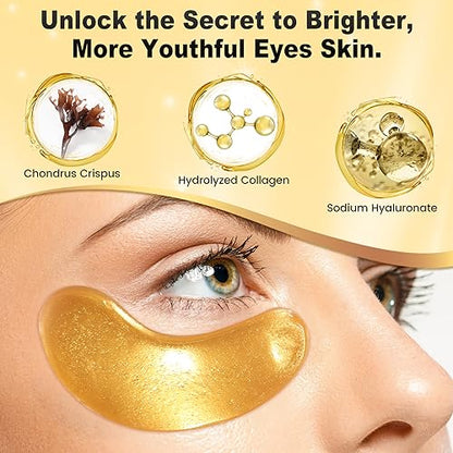 Tibobo Under Eye Patches (24 Pairs) - 24K Gold Eye Masks Enriched with Abundant