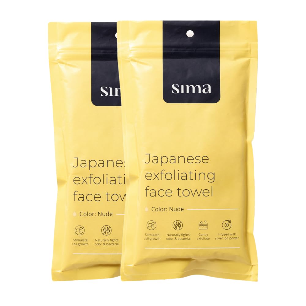 Exfoliating Washcloth Face & Body Scrub Towel - Japanese Exfoliating Towel with Hexagon Fibers, Body Scrubber with 2 Sides for Scrubbing & Washing (Black, 27cm x 35cm)