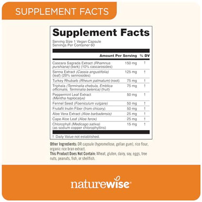 NatureWise Herbal Detox Cleanse Laxative Supplements | Natural Colon Cleanser Herb & Fiber Blend