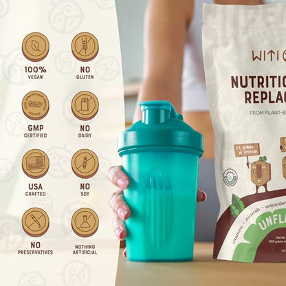 WitiWiti Vegan Meal Replacement, Unflavored - Plant Based Protein Powder 23g
