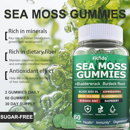 Creatine Monohydrate Gummies 5000mg + Irish Sea Moss 3000mg Gummies – Support for Muscles, Immune, Thyroid & Wellbeing – Vegan, Sugar Free, 2-Pack Supplement Bundle