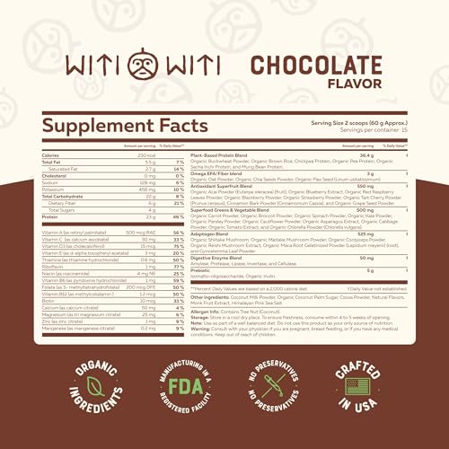 WitiWiti Vegan Meal Replacement, Chocolate - Plant Based Protein Powder 23g