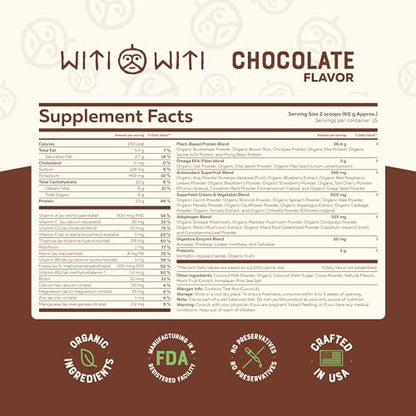 WitiWiti Vegan Meal Replacement, Chocolate - Plant Based Protein Powder 23g