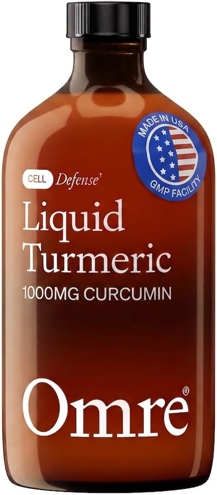 OMRE Liquid Turmeric Curcumin with Piperine - Ultra Absorbable (1000mg Curcumin Extract) - Supports Inflammation Balance and Improves Bioavailability, Gluten-Free - 30 Servings