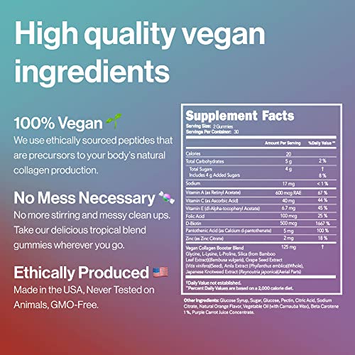 Habit + Habitat Vegan Beauty Support Gummies Collagen Booster with Biotin, Vitamin C, A