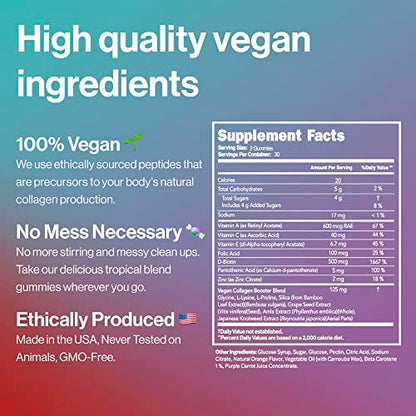 Habit + Habitat Vegan Beauty Support Gummies Collagen Booster with Biotin, Vitamin C, A