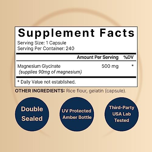 2 Pack Magnesium Glycinate 500mg, 480 Capsules – 100% Chelated for Max Absorption