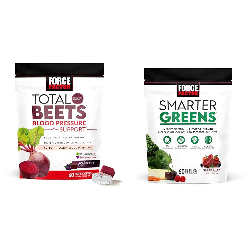 Force Factor Total Beets Blood Pressure Support Supplements with Beet Powder & Smarter