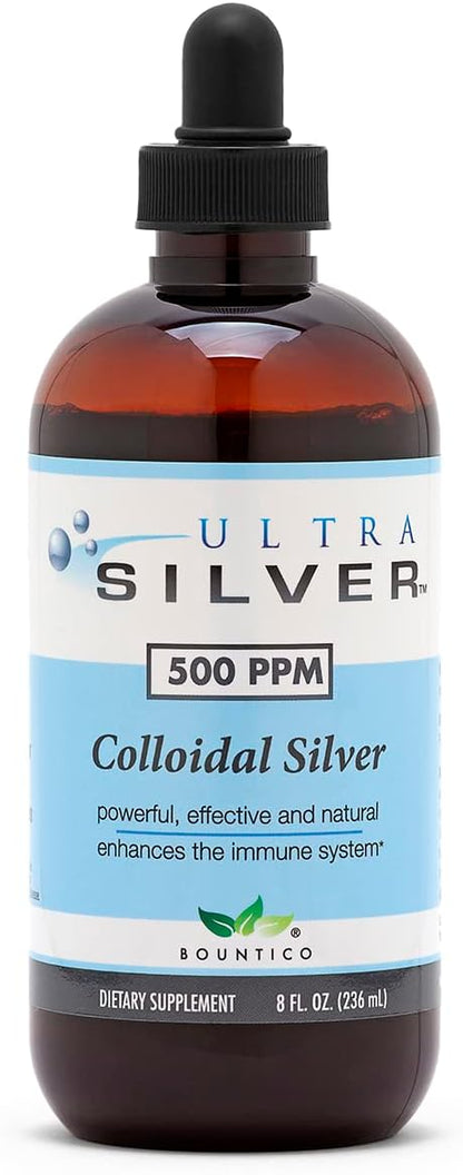 Ultra Silver® Colloidal Silver | 500 PPM, 8 Oz (236mL) | Mineral Supplement | True Colloidal Silver - with Dropper