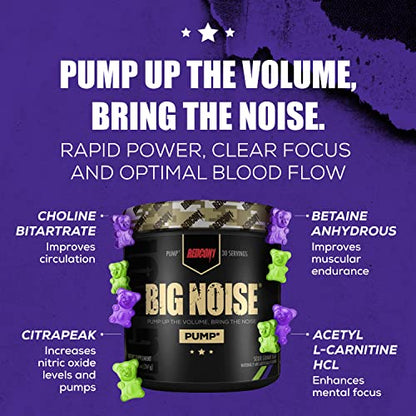 REDCON1 Big Noise Non Stim Preworkout, Sour Gummy Gear - Betaine Anhydrous & Acetyl L