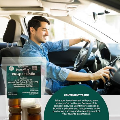 ScentWow® Aromatherapy Car Diffuser Refill Essential Oil Bundle with Three Refill Pads and 10ml Bottles