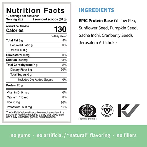 Sprout Living, Epic Protein, Plant Based Protein & Superfoods Powder, Original, Unflavored