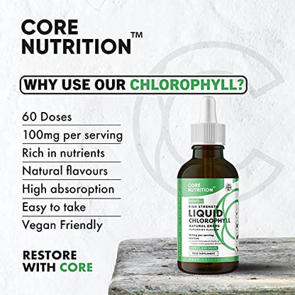 Core Nutrition Liquid Chlorophyll Drops for Water - 2 Fl. Oz for 60 Servings - 2 Month Supply