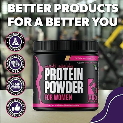 PRO NUTRITION LABS Whey Protein Vanilla Powder for Women - Supports Lean Muscle