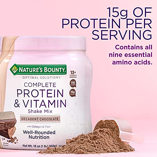 Nature's Bounty Complete Protein & Vitamin Shake Mix with Collagen & Fiber, Contains Vitamin C