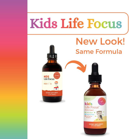 SPRIGS Kids Life Focus Supplement, 2 Fl Oz | Herbal Blend Tincture for Students to Support Concentration | Organic Herbs Ashwagandha & American Ginseng Root Help with Brain Function & Mental Clarity
