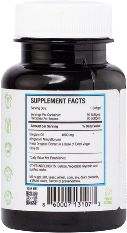 ADAPTOHEAL Oil of Oregano with 15% Carvacrol 4000mg, 60 Softgels