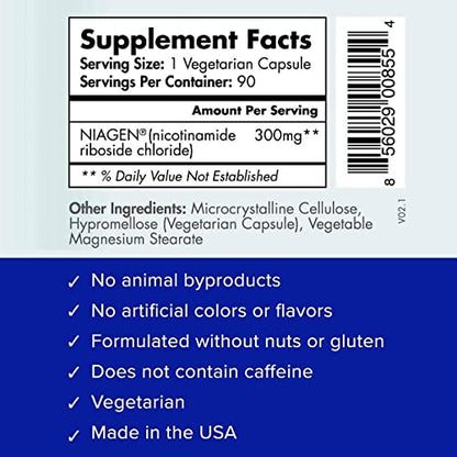 TRU NIAGEN 300mg | Patented Nicotinamide Riboside NAD+ Supplement | NR Supports