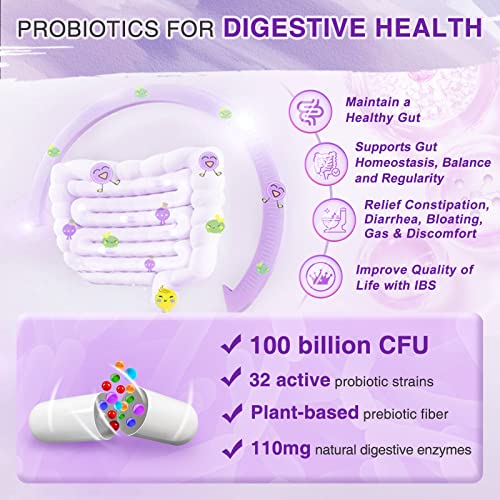 Probiotics for Women Digestive Health with Enzymes & Prebiotics 100 Billion | Vaginal Probiotics